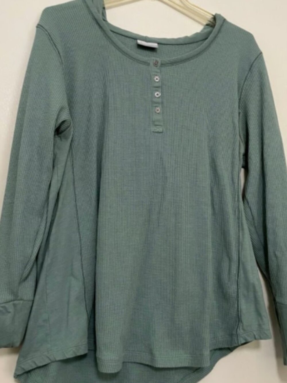 Women’s Columbia Weekday Waffle Hooded Henley Long Sleeve shirt green 1x
